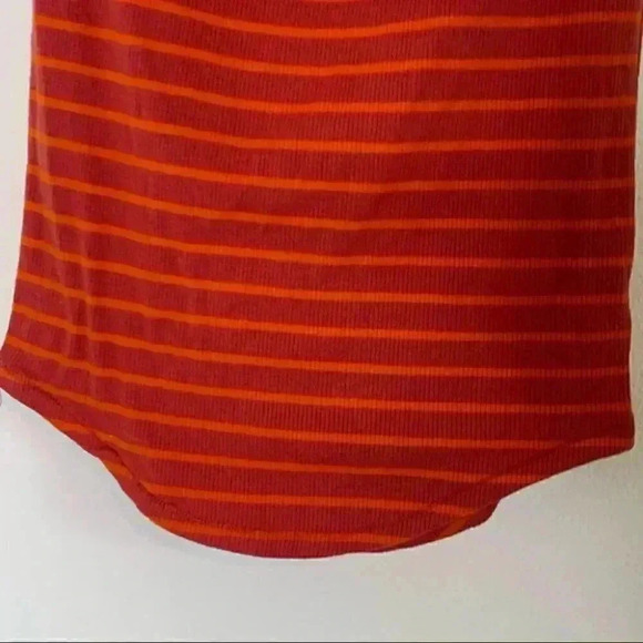 We the free people red orange Melbourne Striped Off-The-Shoulder Rib Knit Top L - Picture 5 of 8